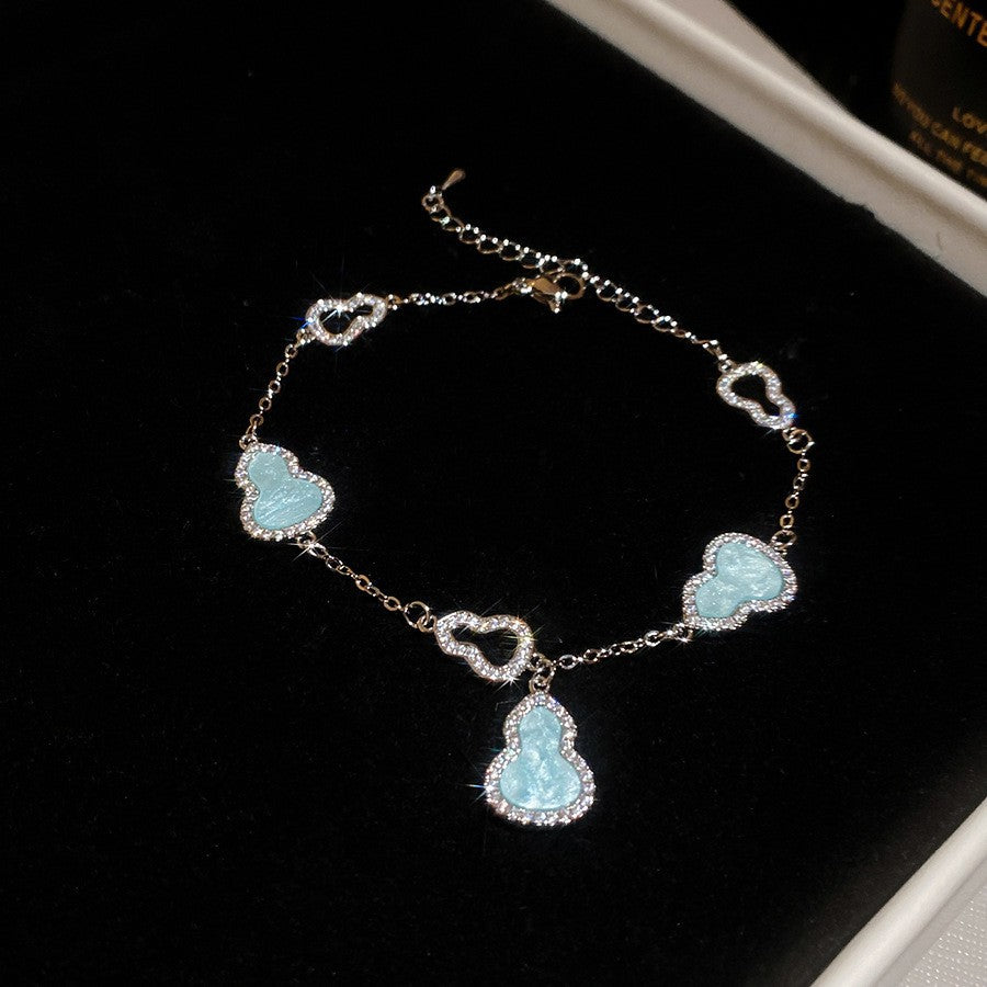 Sweet Minimalist Geometric Floral Brass Bracelet with Cubic Zirconia Inlay for Women