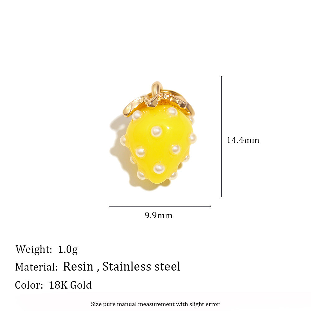 18K Gold Plated Stainless Steel Fruit Charm Bar