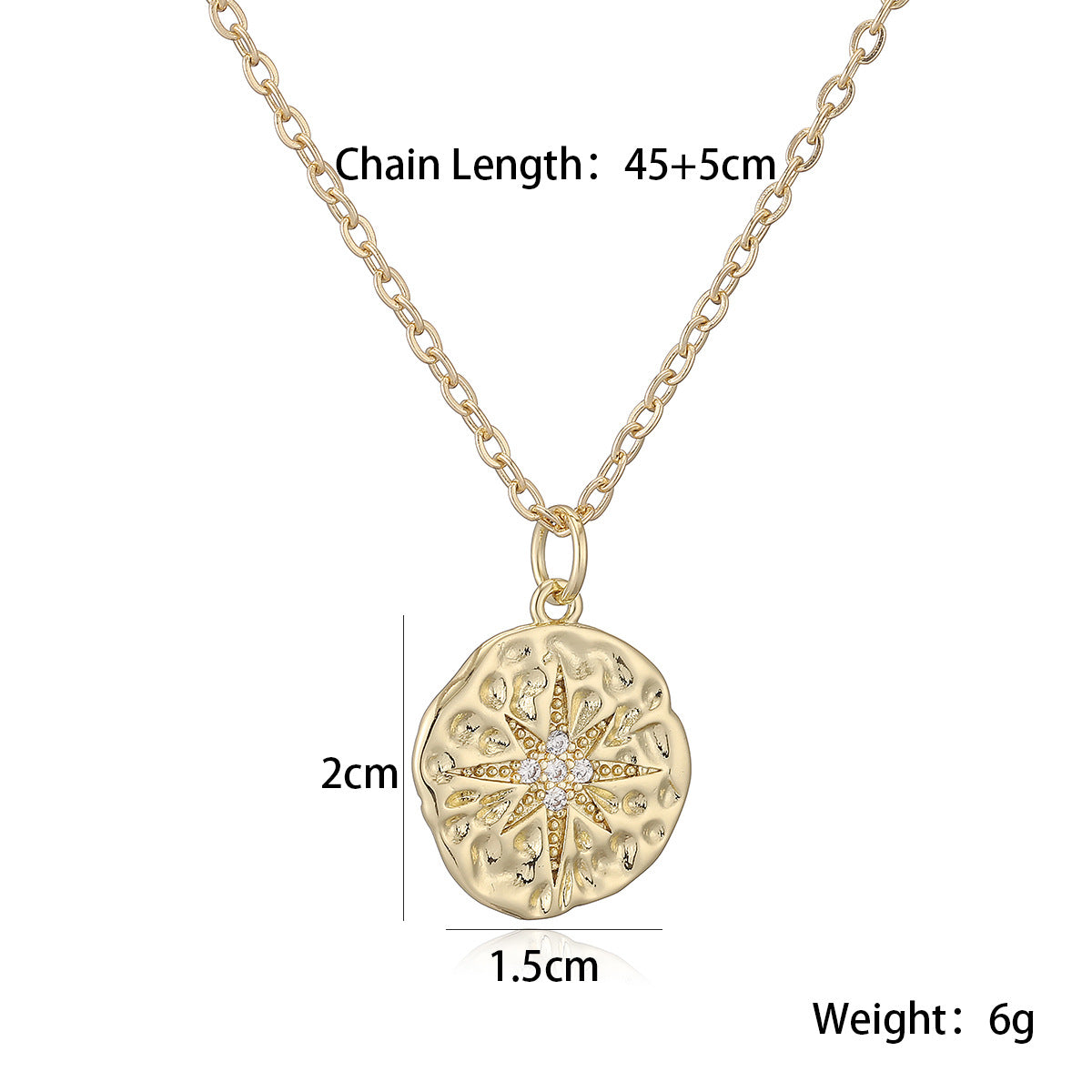 Minimalist Retro Geometric Pendant Necklace for Women in Copper with 18K Gold Plating and Zircon Inlay