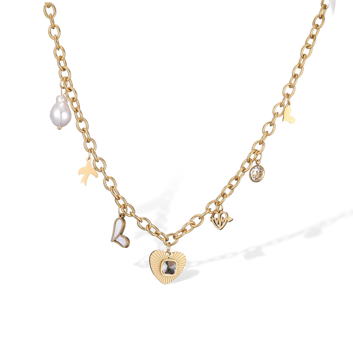 Minimalist Geometric Sun Cross Pendant Necklace for Women in Stainless Steel with 18K Gold Plating