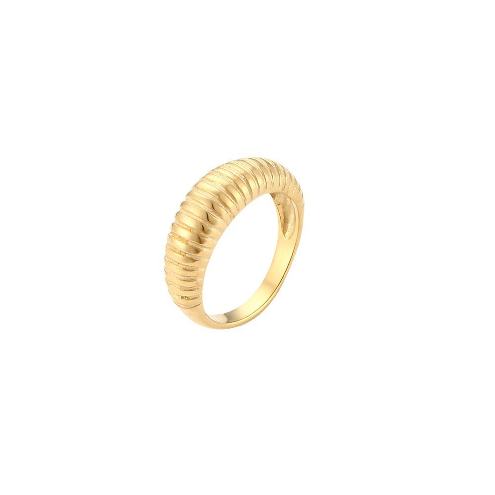 Anillo de acero inoxidable geométrico minimalista de moda con chapado en oro de 18 quilates para mujer