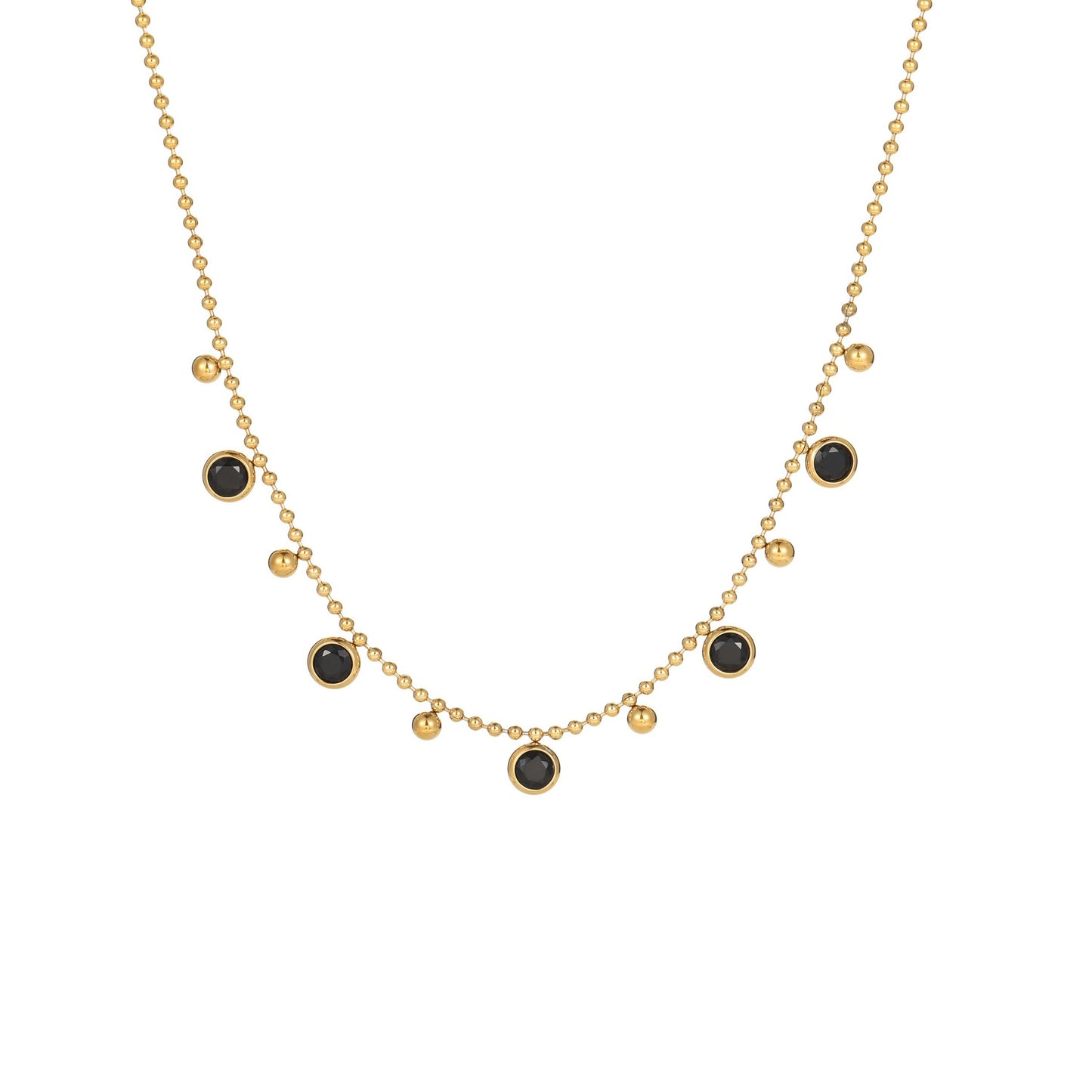 Collana con pendente geometrico in acciaio inossidabile placcato oro 18 carati e frange di zirconi da donna