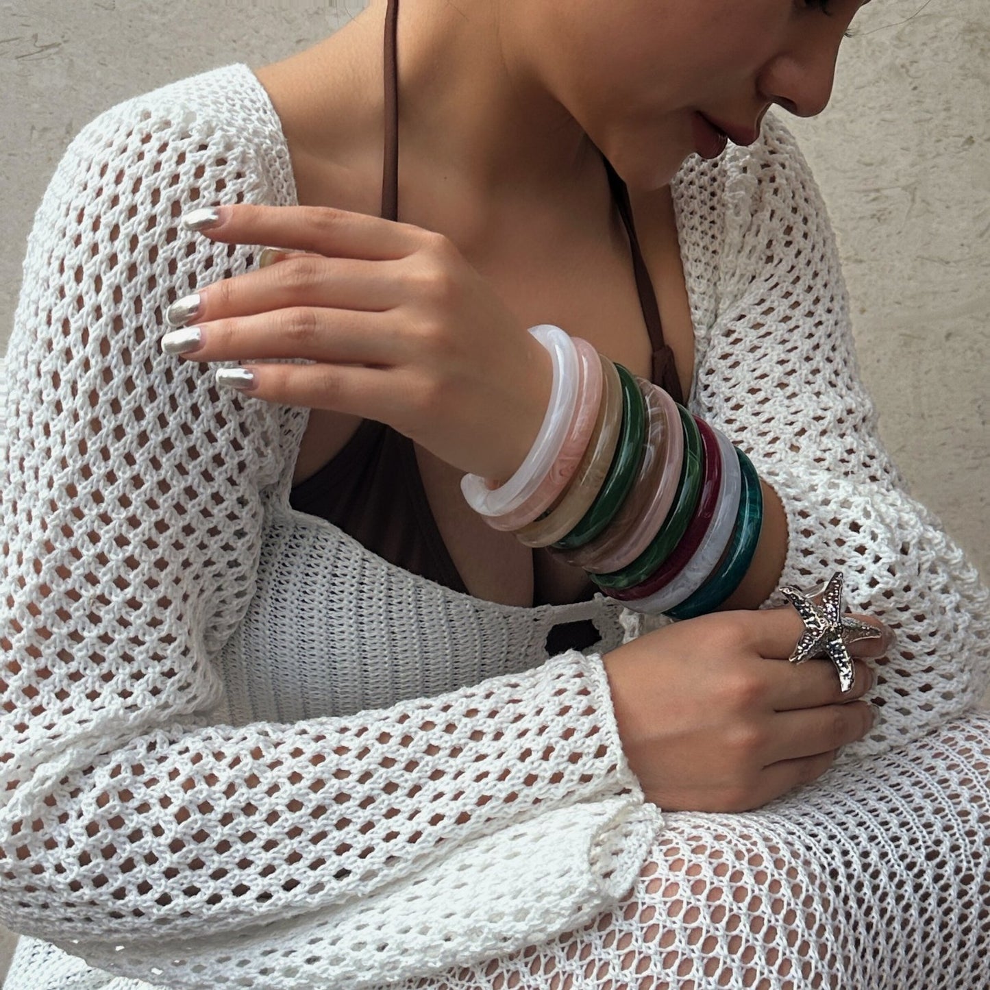 Bracciale da donna in resina geometrico vintage
