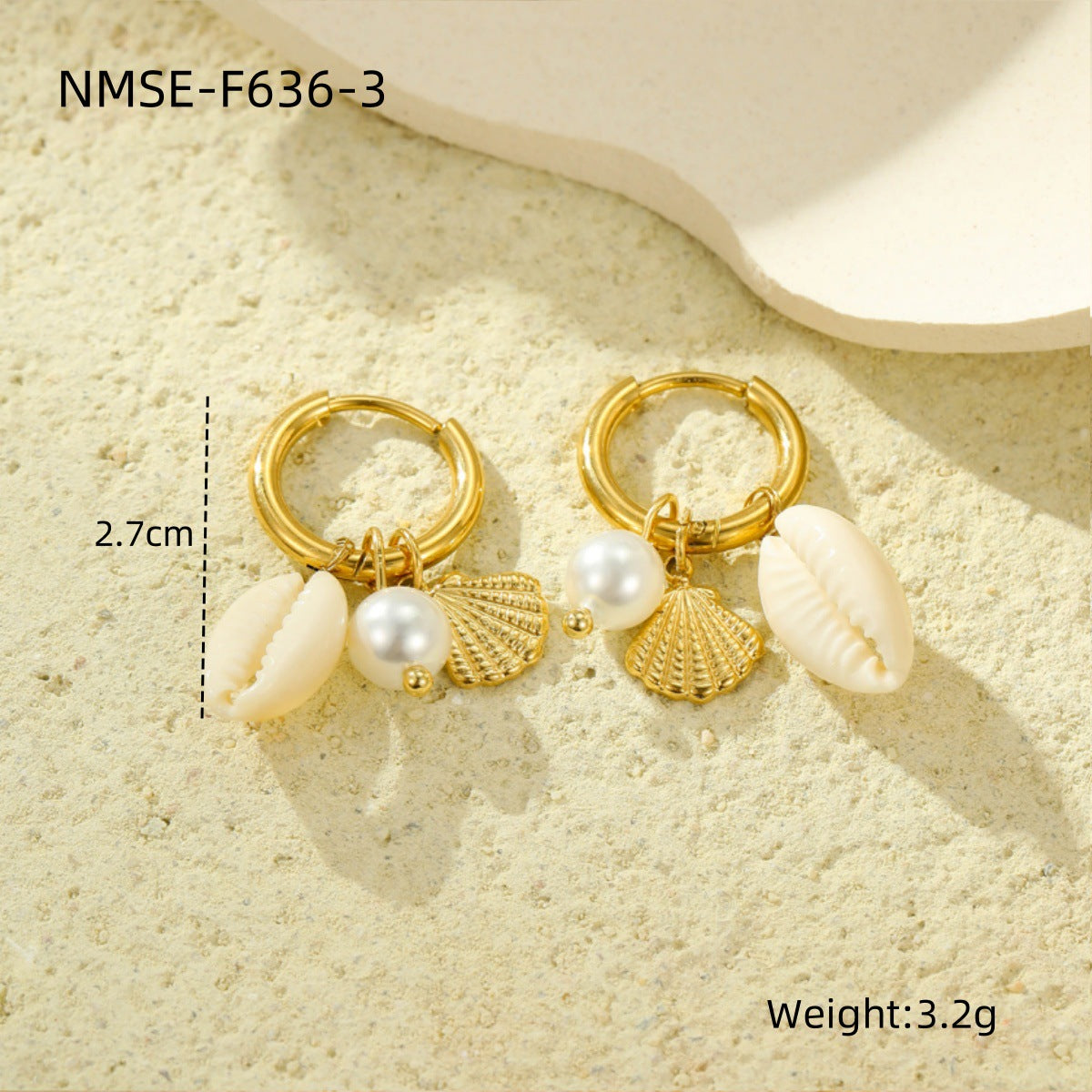 Pendientes de acero inoxidable con forma de estrella de mar, estilo vacacional, con incrustaciones de piedra natural para mujer