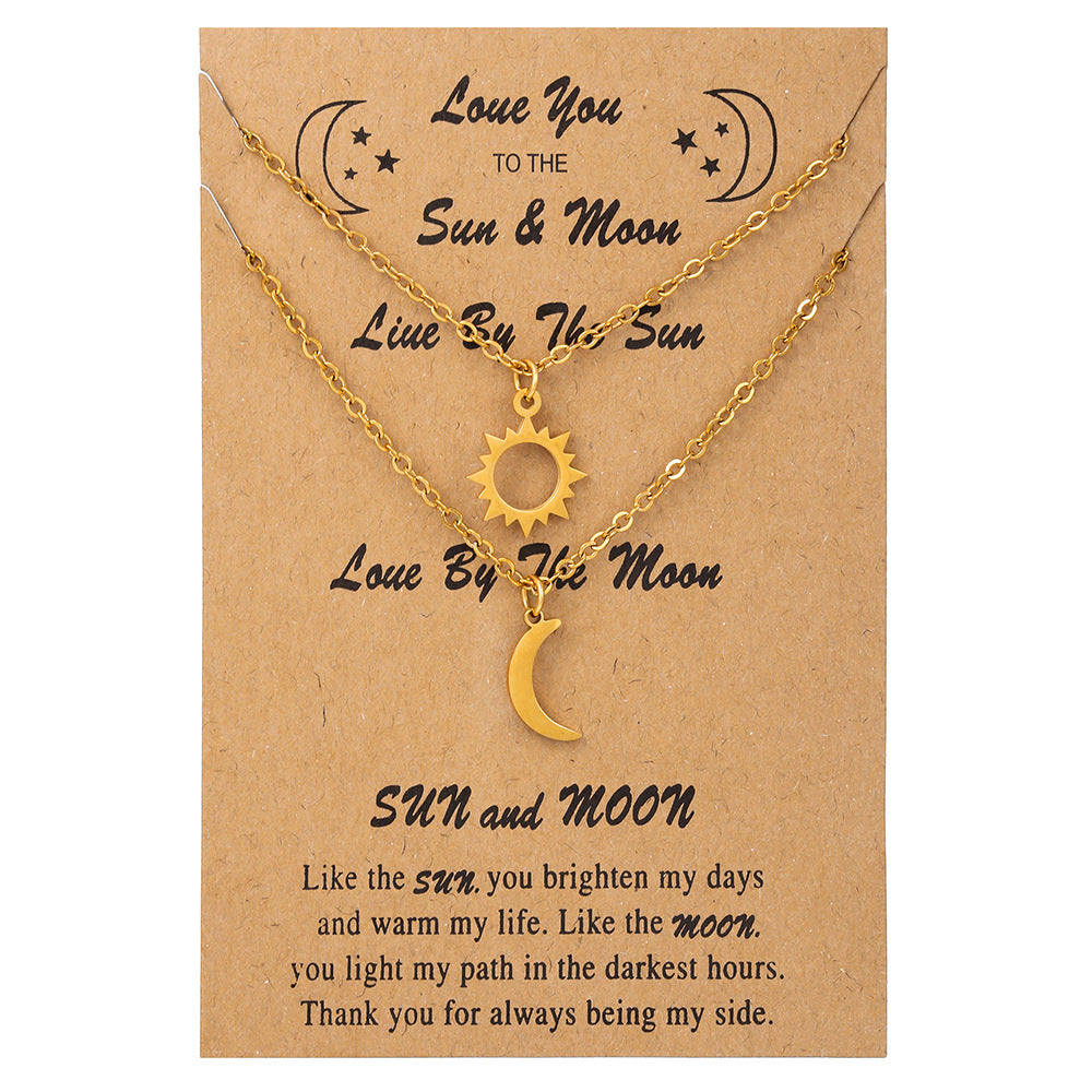 Star Moon Titanium Steel Pendant Necklace for Unisex