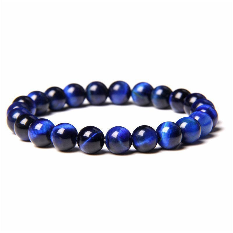 Natural Volcanic Stone and Agate Beaded Bracelet Geometric Round Unisex Fashion Jewelry