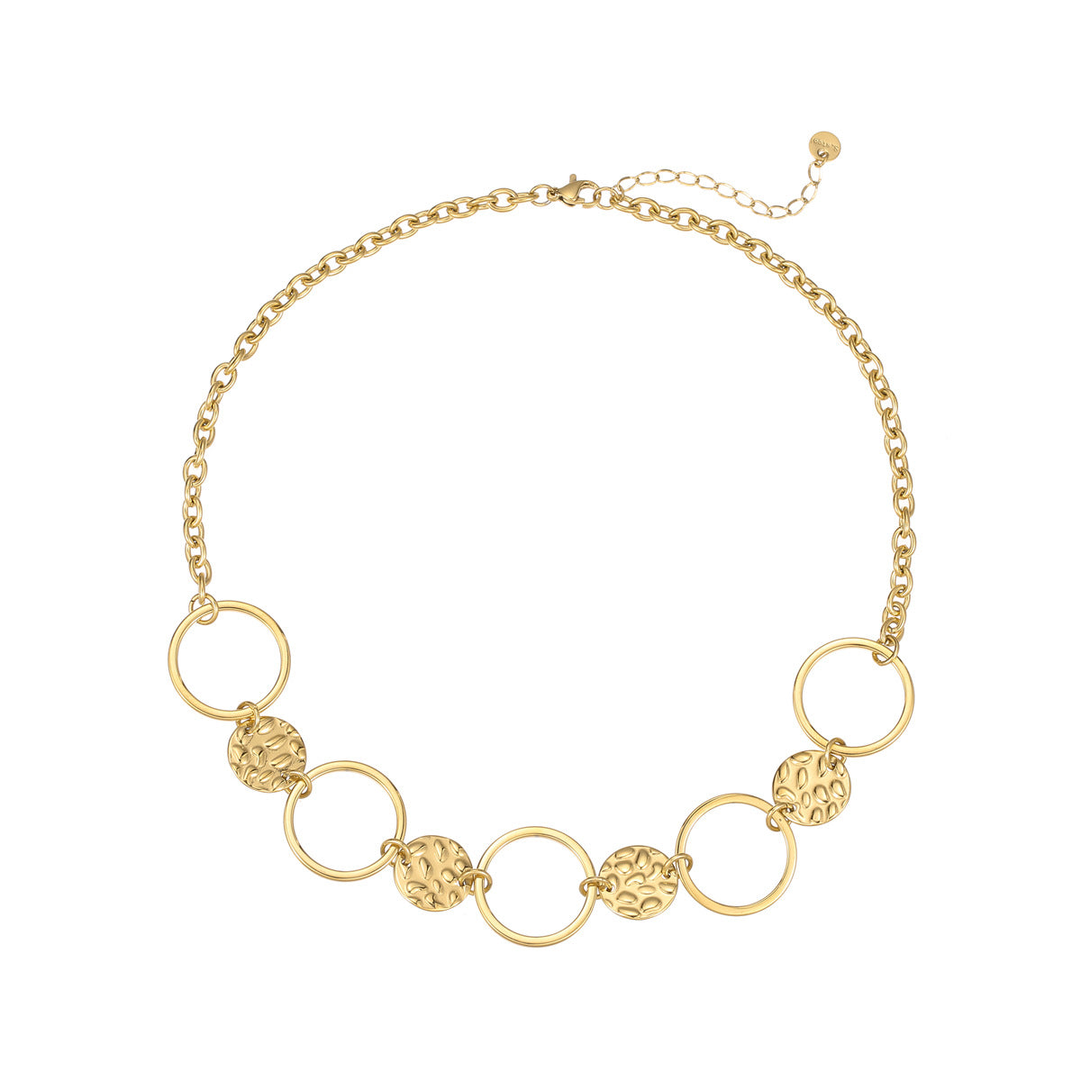 Collar de clavícula de acero inoxidable con textura martillada, redondo, minimalista y a la moda para mujer