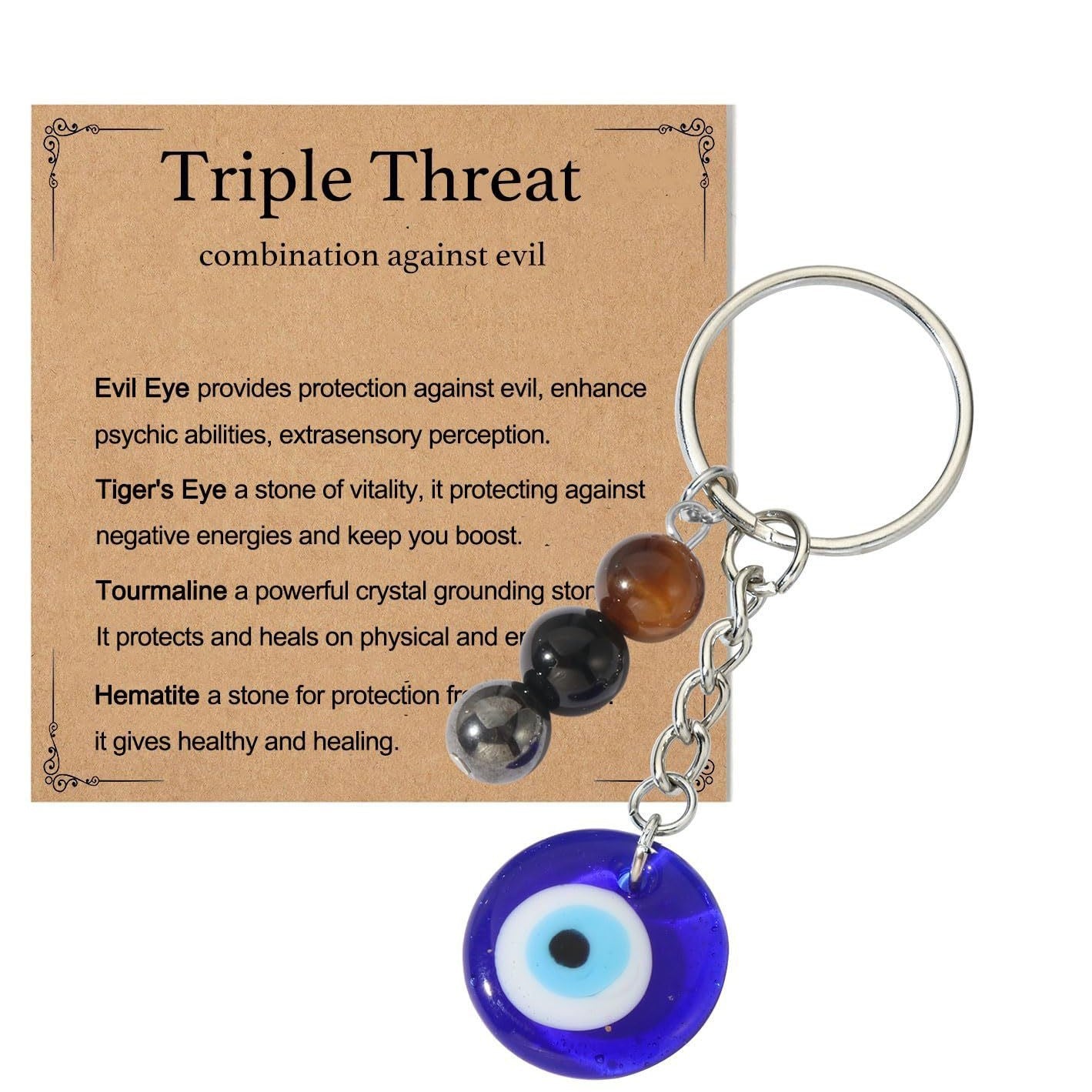 Vintage Heart Crystal Agate Alloy Keychain Charm
