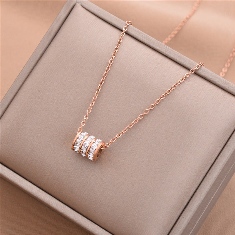 Minimalist Geometric Titanium Steel Necklace with Plated Finish for Women, Delicate Clavicle Chain