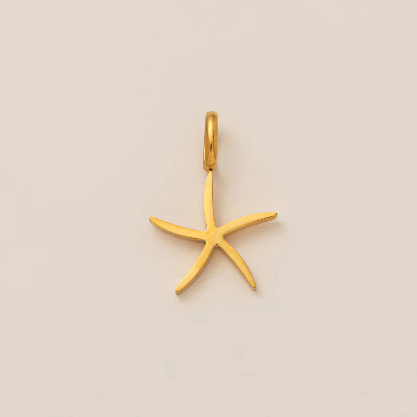 Vintage 18K Gold Plated Stainless Steel Starfish Shell Charm Bar for Women