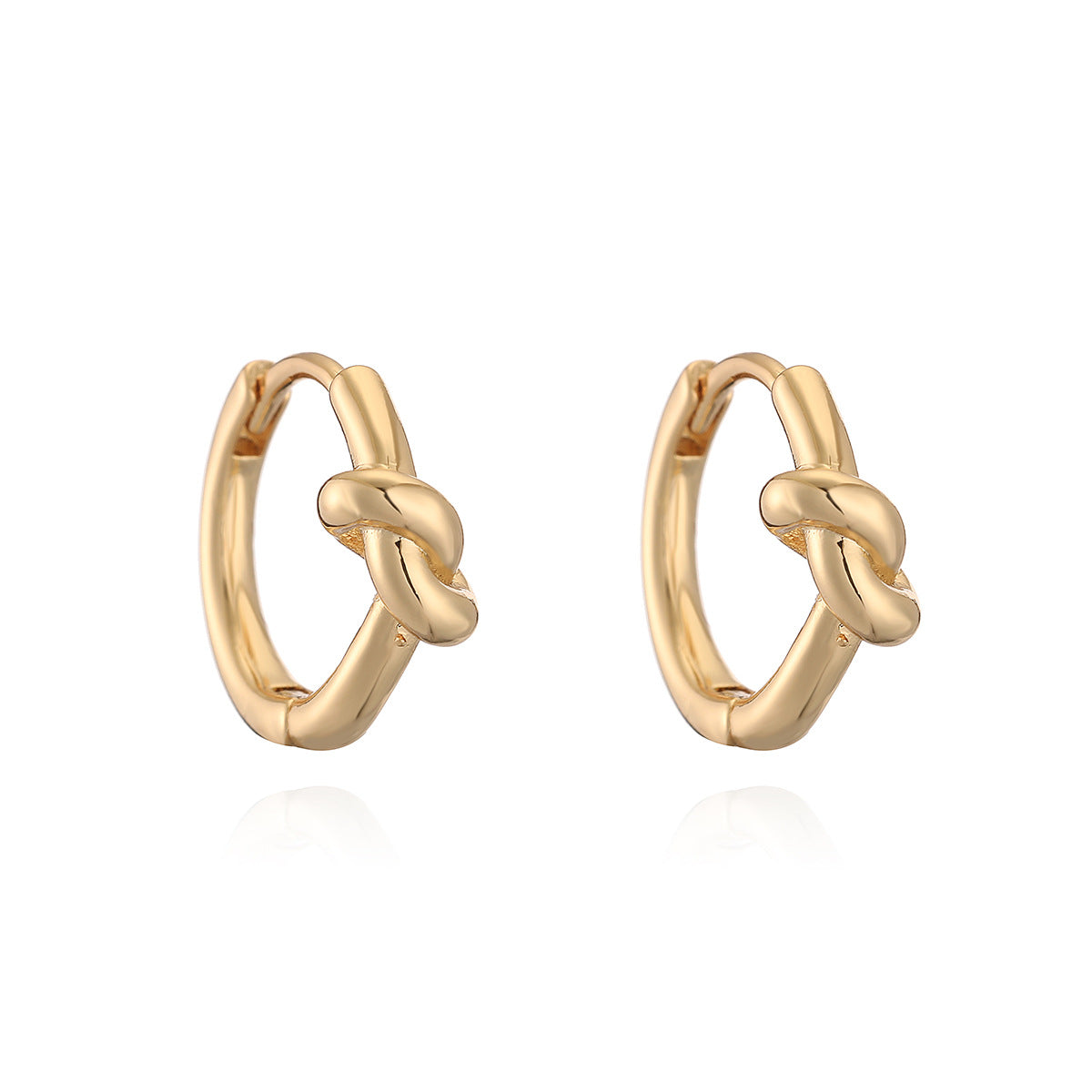 Minimalist Geometric Copper Hoop Earrings with 18K Gold Plating for Women, Irregular Knot Design, Vintage-Inspired Fashion Jewelry