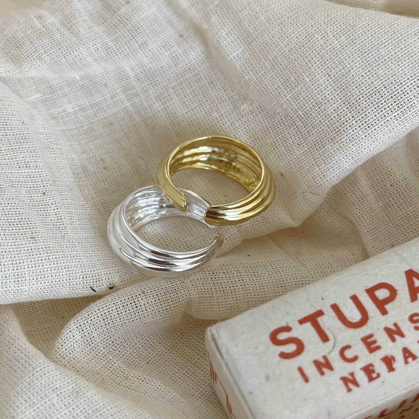 Minimalist Geometric Grid Pattern Heart-Shaped 925 Sterling Silver Adjustable Ring for Women
