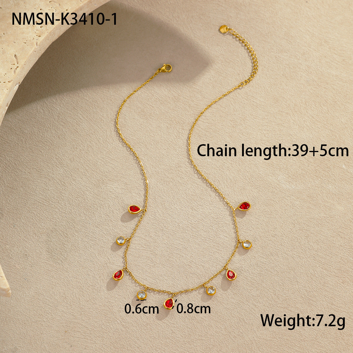 Fashionable Geometric Stainless Steel Pendant Necklace with Colorful Zircon Tassels Plated in 18K Gold for Women