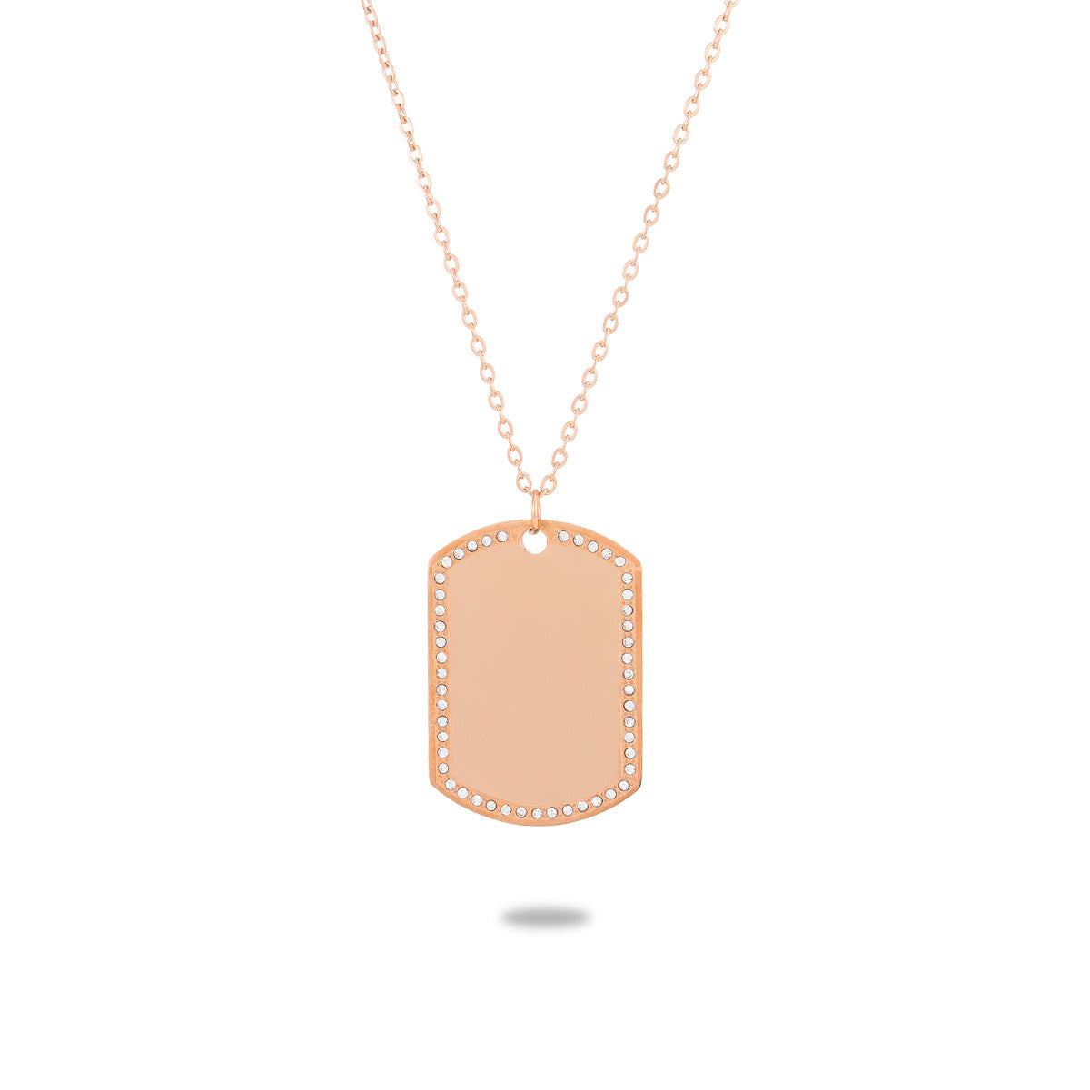 Collar minimalista geométrico redondo de acero inoxidable con chapado en oro rosa de 18 quilates para mujer con barra para dijes DIY