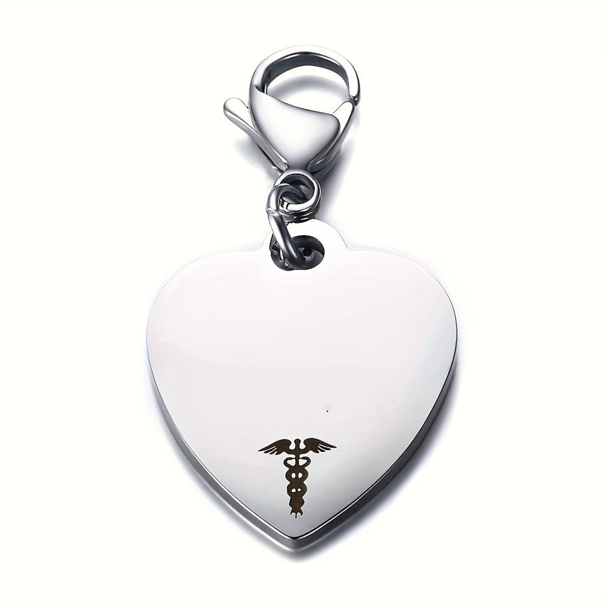 Colgante médico de identificación de acero inoxidable con forma de corazón minimalista para hombre con acabado chapado