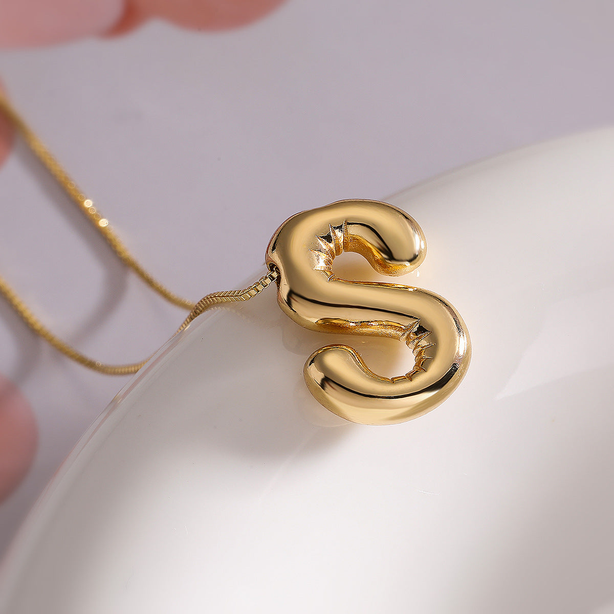 Minimalist Irregular Geometric Letter Balloon Pendant Necklace for Women