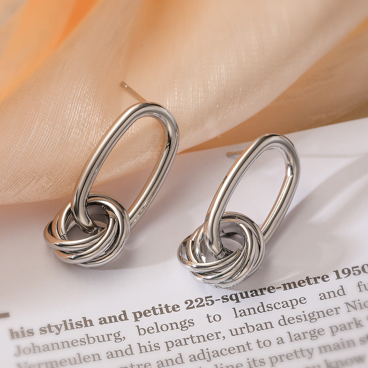 Minimalist Irregular Geometric Copper Earrings with Real Gold Plating for Women