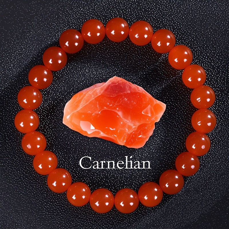 8mm Round Sunstone Rose Quartz Tiger Eye Agate Crystal Beaded Bracelet Unisex Geometric Handmade Jewelry