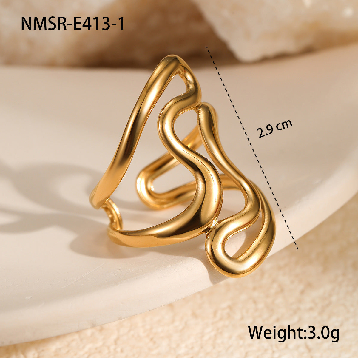 Anillo Minimalista de Acero de Titanio en Forma Geométrica con Acabado Chapado para Mujer, Anillo de Moda de Acero Inoxidable Hipoalergénico