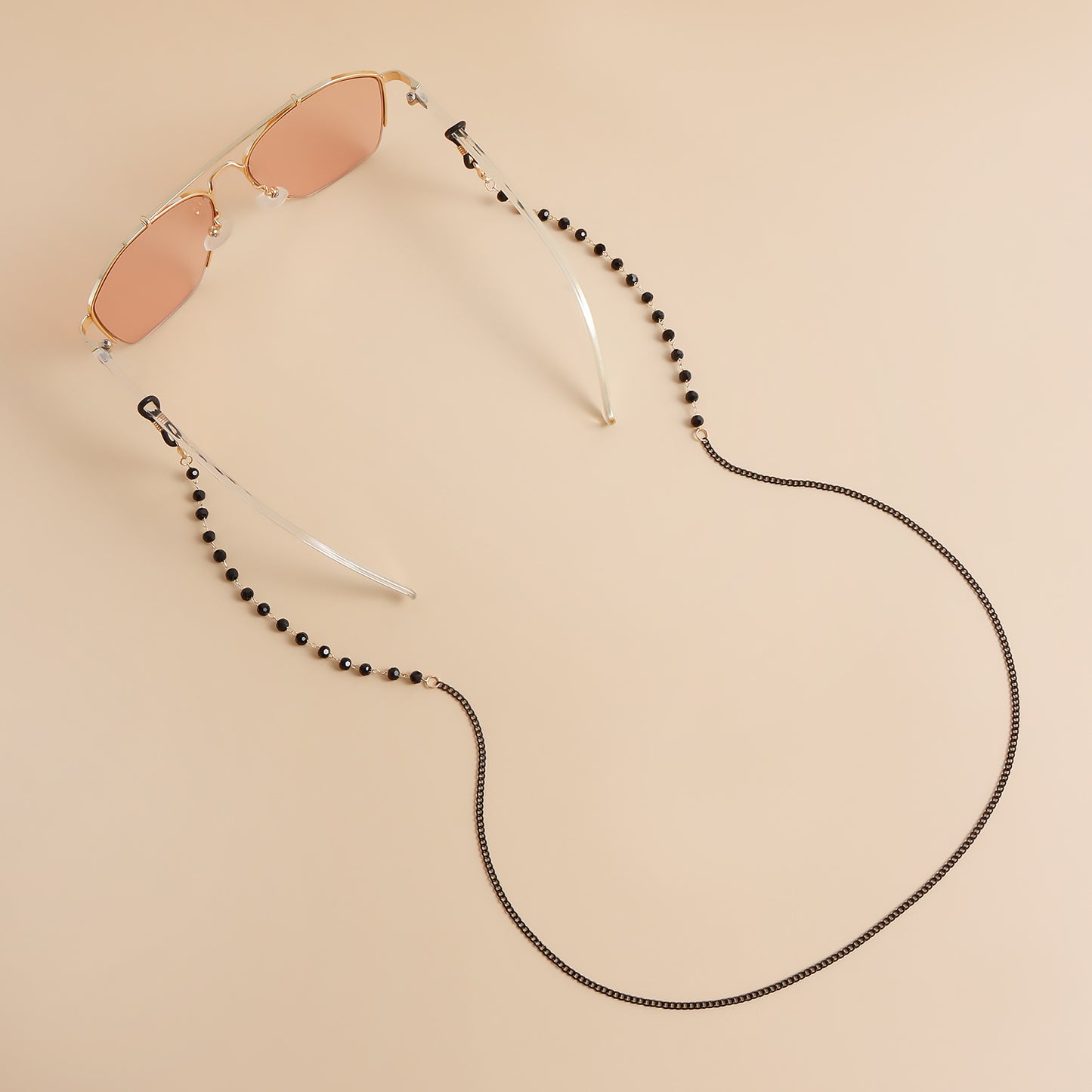 Minimalist Elegant Geometric Metal Chain with Black Crystal Inlay for Women