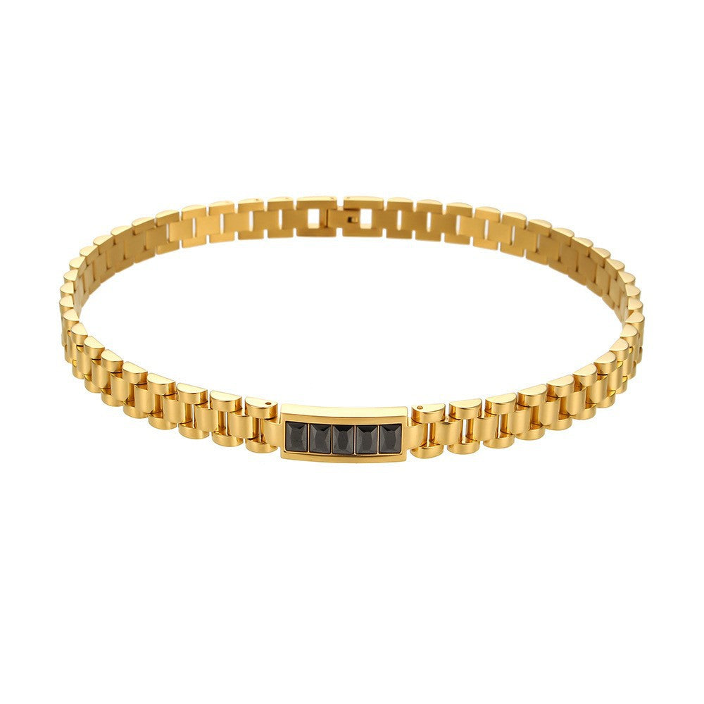 Collana pendente geometrica minimalista in acciaio inossidabile con placcatura in oro 18 carati su catena a maglia cubana