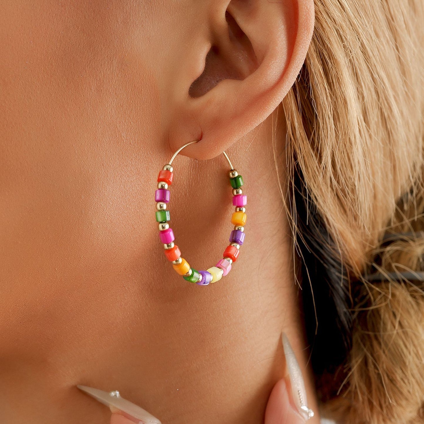 Pendientes de aro geométricos minimalistas vintage de metal para mujer con acabado chapado y motivo lunar