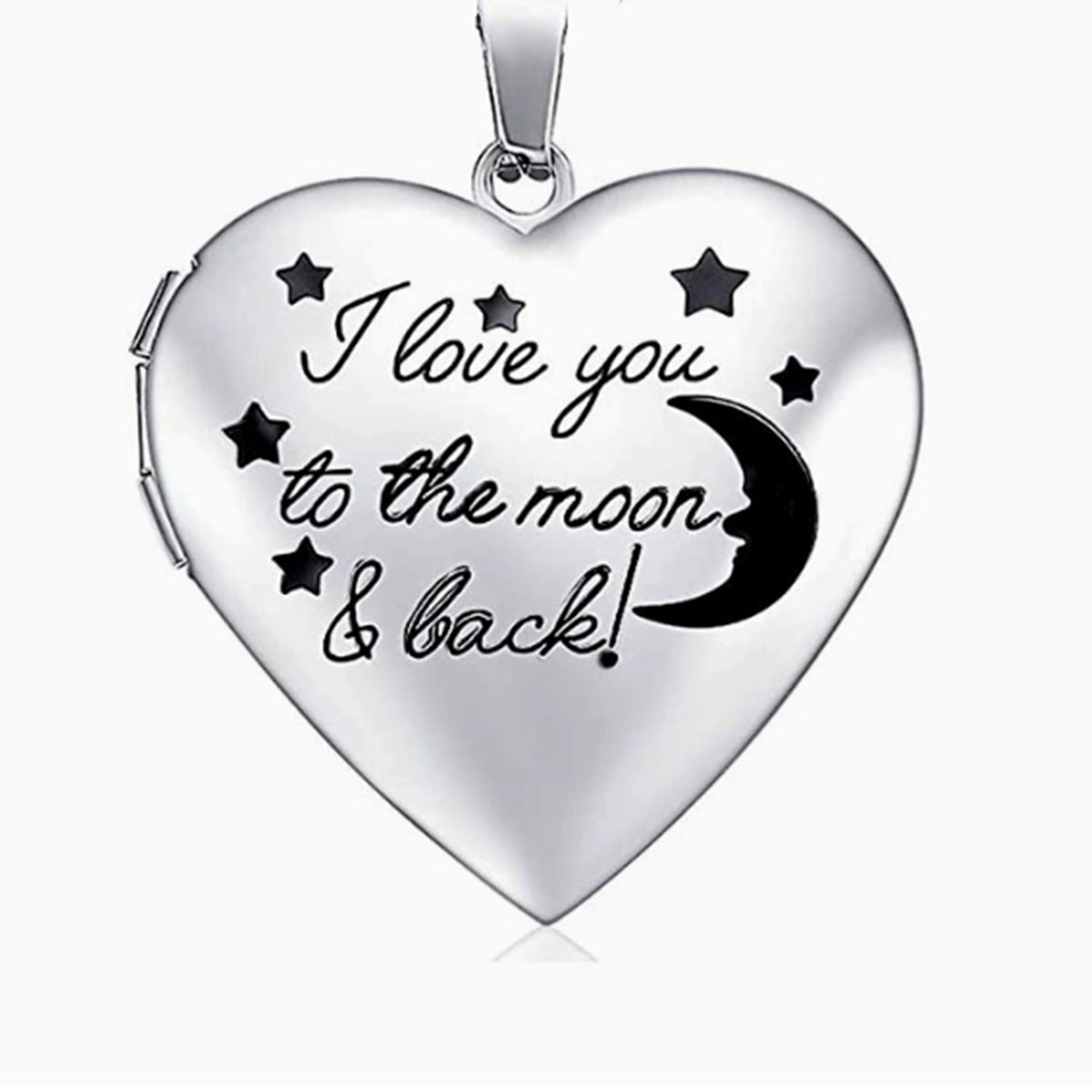 Natural Style Heart-Shaped Stainless Steel Pendant Necklace with Opening Photo Frame and Engraving Capability for Women