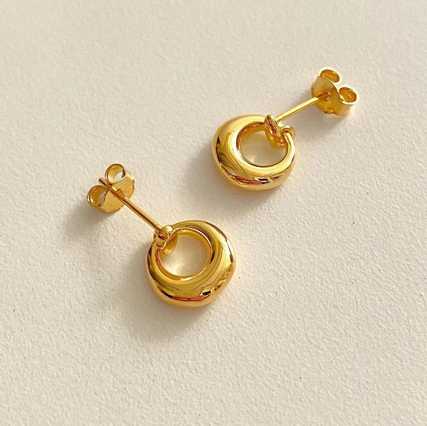 Minimalist Elegant 925 Sterling Silver Hollow Round Heart Stud Earrings for Women