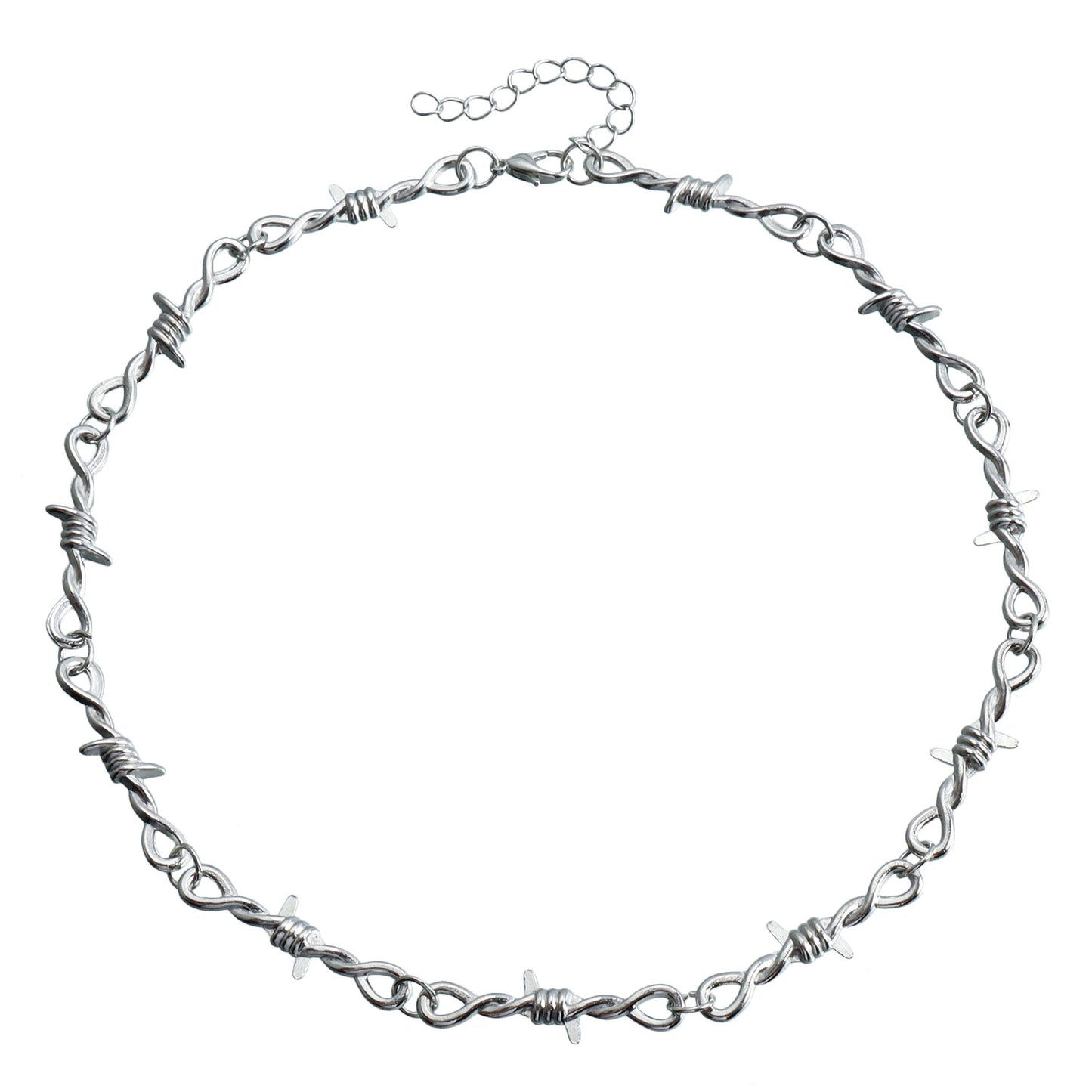 Punk Style Thorn Pattern Geometric Alloy Pendant Necklace with Plated Finish for Women Clavicle Chain