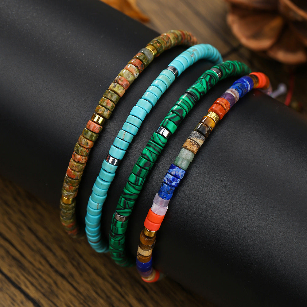 Bohemian Handmade Beaded Turquoise and Agate Bracelet for Unisex