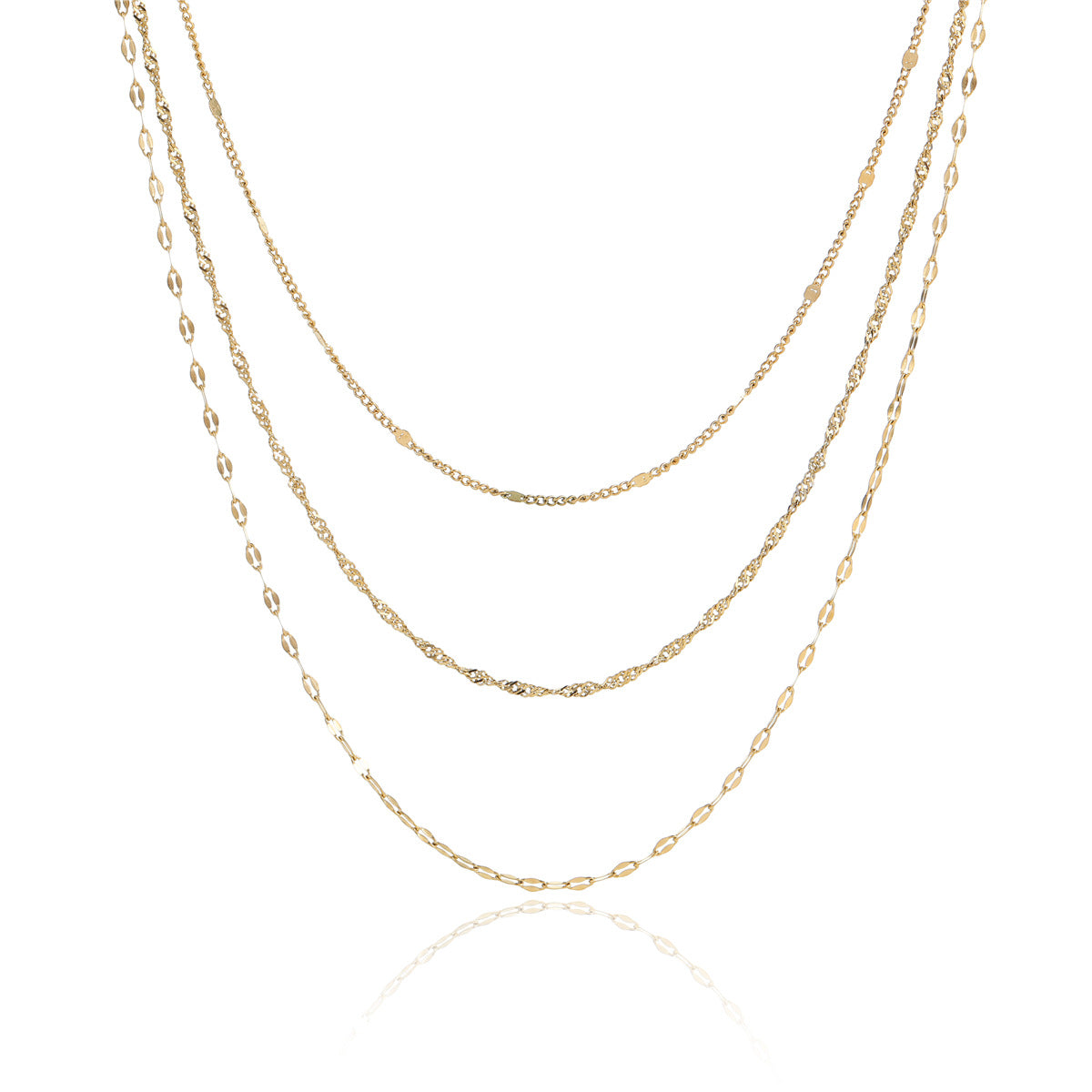 Collana da donna con ciondolo a catena placcato in acciaio inossidabile geometrico, stile OL alla moda, con tonalità oro 18K