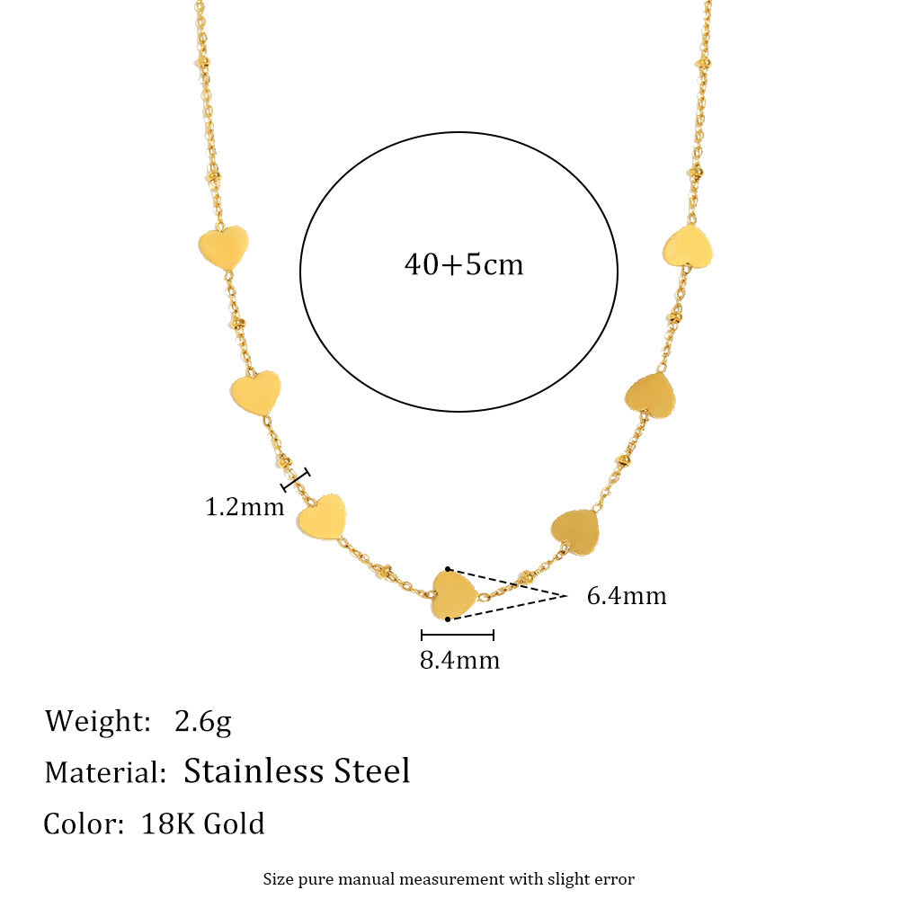 Collana da donna a forma di cuore e lacrima, placcata in oro 18 carati, in acciaio inossidabile, con fiore in zircone e perline