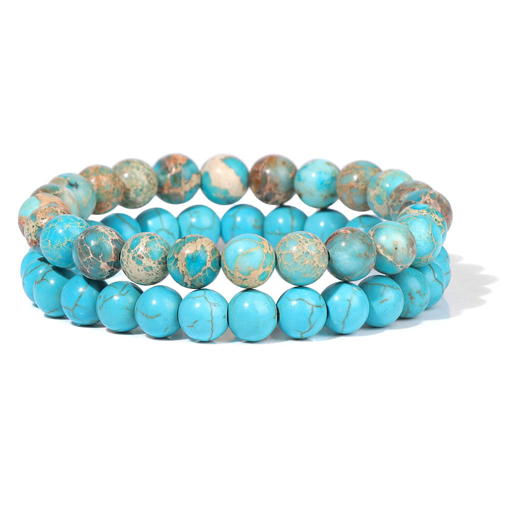 Vintage Business Geometric Natural Gemstone Beaded Bracelet Set for Unisex