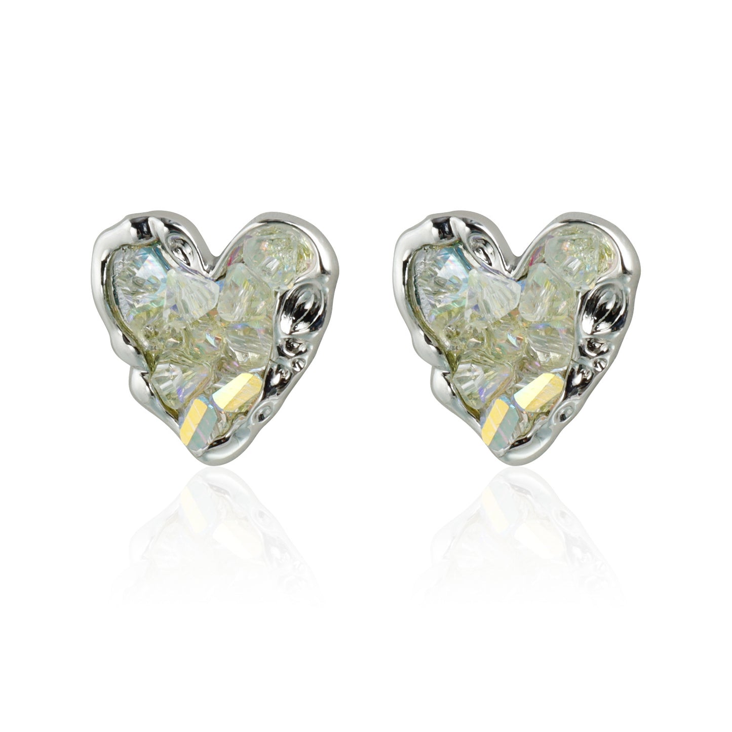 Vintage Geometric Heart-Shaped Zinc Alloy Earrings with Rhinestone Inlay and Plated Finish for Women