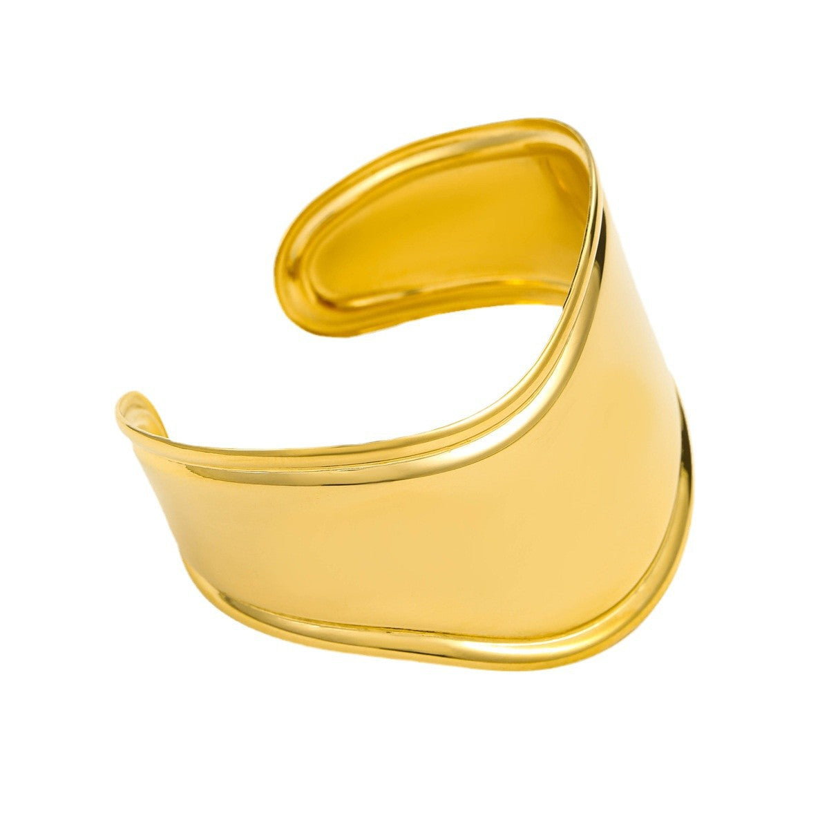 Minimalist Geometric Stainless Steel Wide Cuff Bracelet for Women with Plated Finish