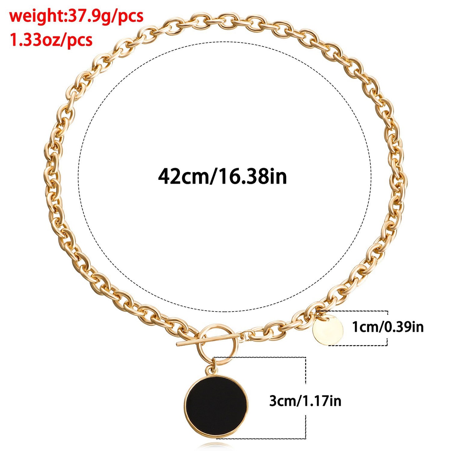 Fashionable Geometric Black Mother-of-Pearl Pendant Necklace for Women Alloy Chain with Plating Finish Layered Clavicle Chain