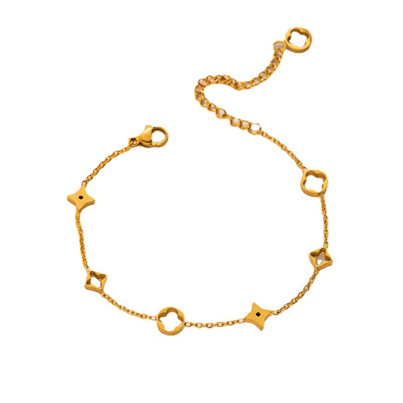 Bracciale minimalist in acciaio al titanio a forma di lettera per donna con finitura galvanizzata, accessorio di moda ipoallergenico