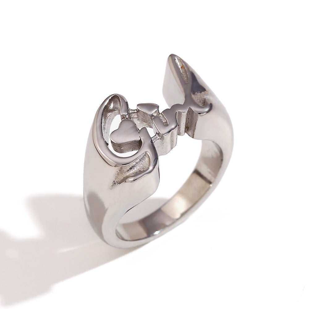 Anillo de acero inoxidable creativo en forma de corazón con baño de oro de 18 quilates para mujer, joyería minimalista de moda apropiada para la oficina