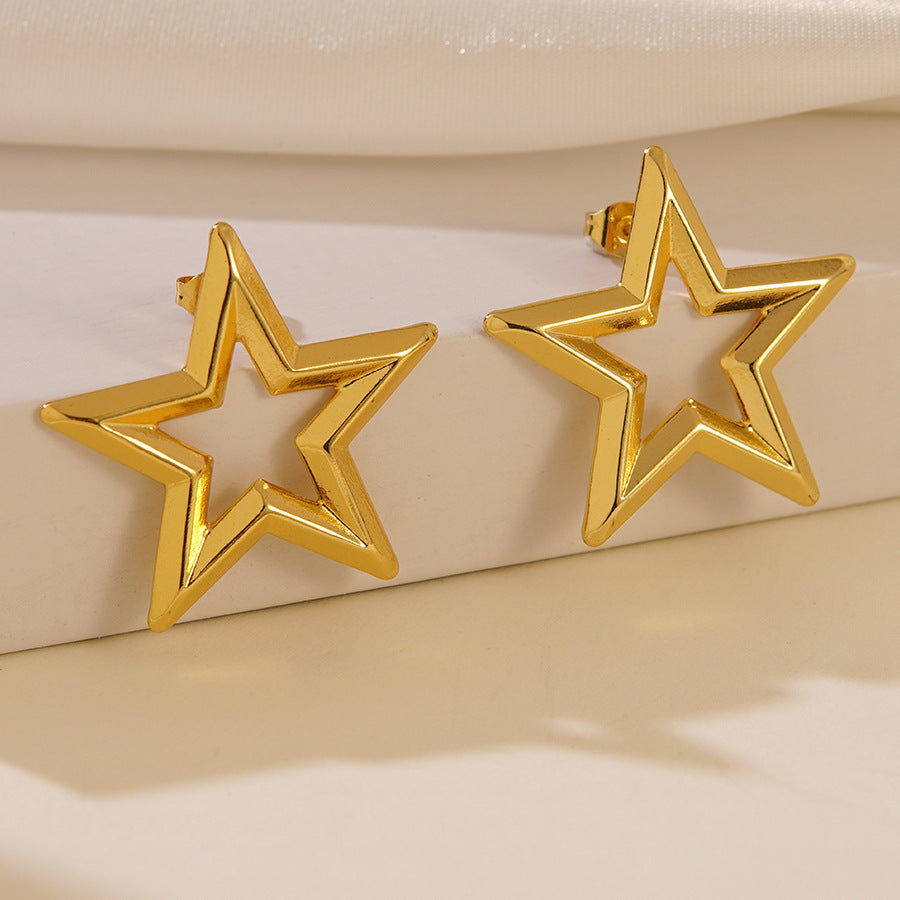 Elegant Floral Geometric Stainless Steel Earrings for Women