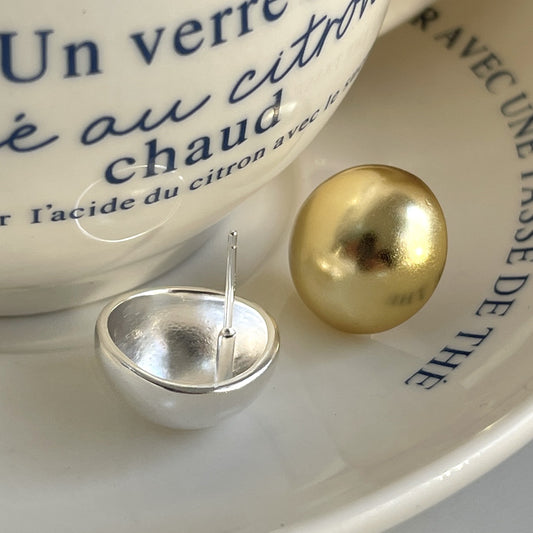 Aretes Dulces Redondos Mates Geométricos de Plata de Ley 925 con Diseño de Lunares con Incrustaciones de Perlas