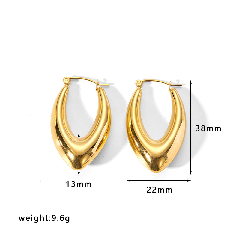 Minimalist Geometric Hollow Stainless Steel Earrings for Women with Plated Finish
