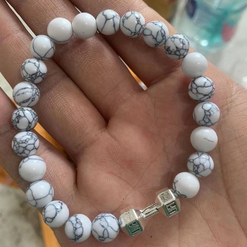 Matte Geometric Alloy Bracelet Unisex Volcanic Stone Energy Beads