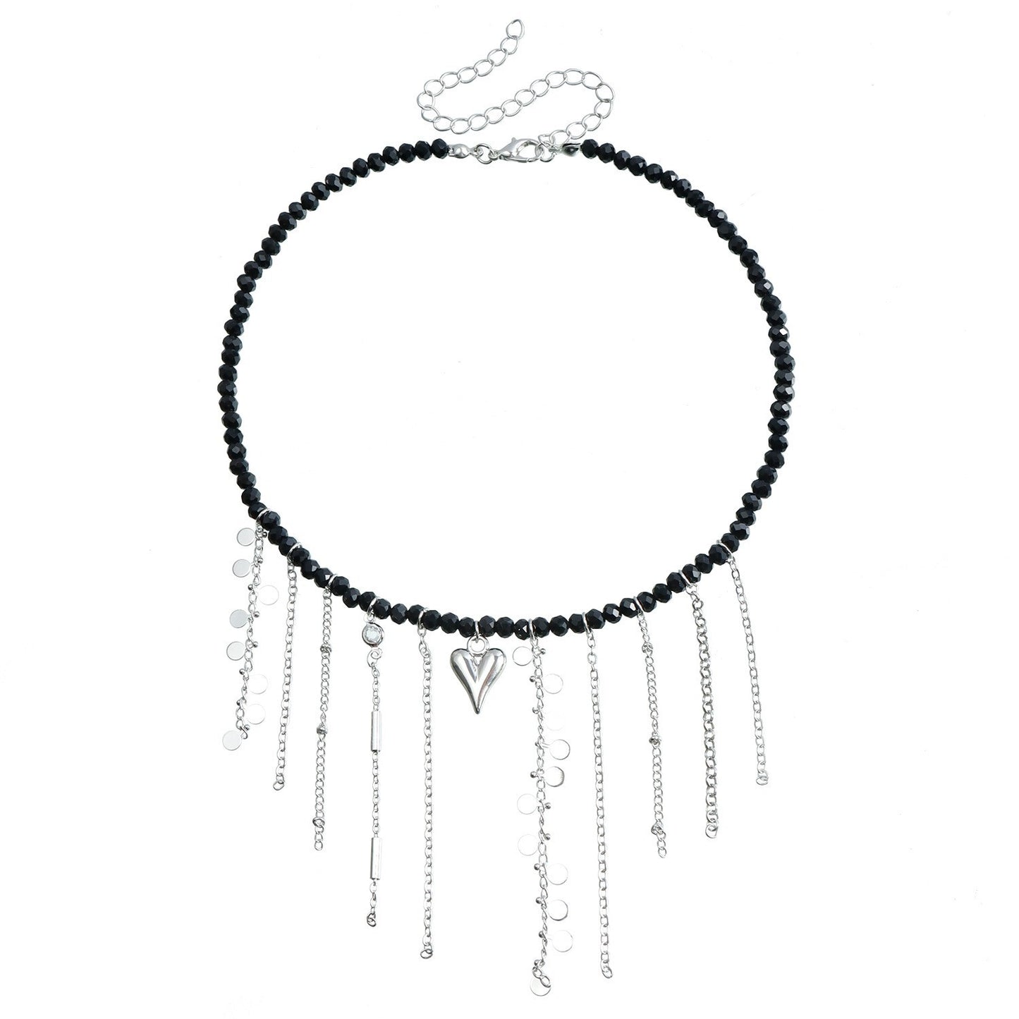 Collana da Donna Minimalista con Ciondolo a Cuore in Lega, Frange a Strati e Finitura Placcata