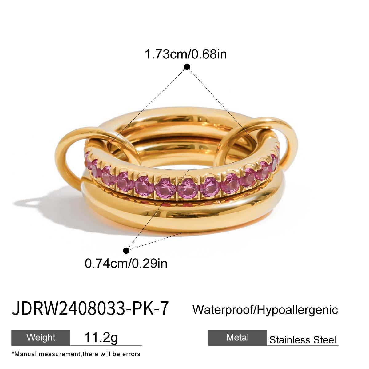 Elegant Geometric Cubic Zirconia Inlaid Titanium Steel Plated Ring for Women