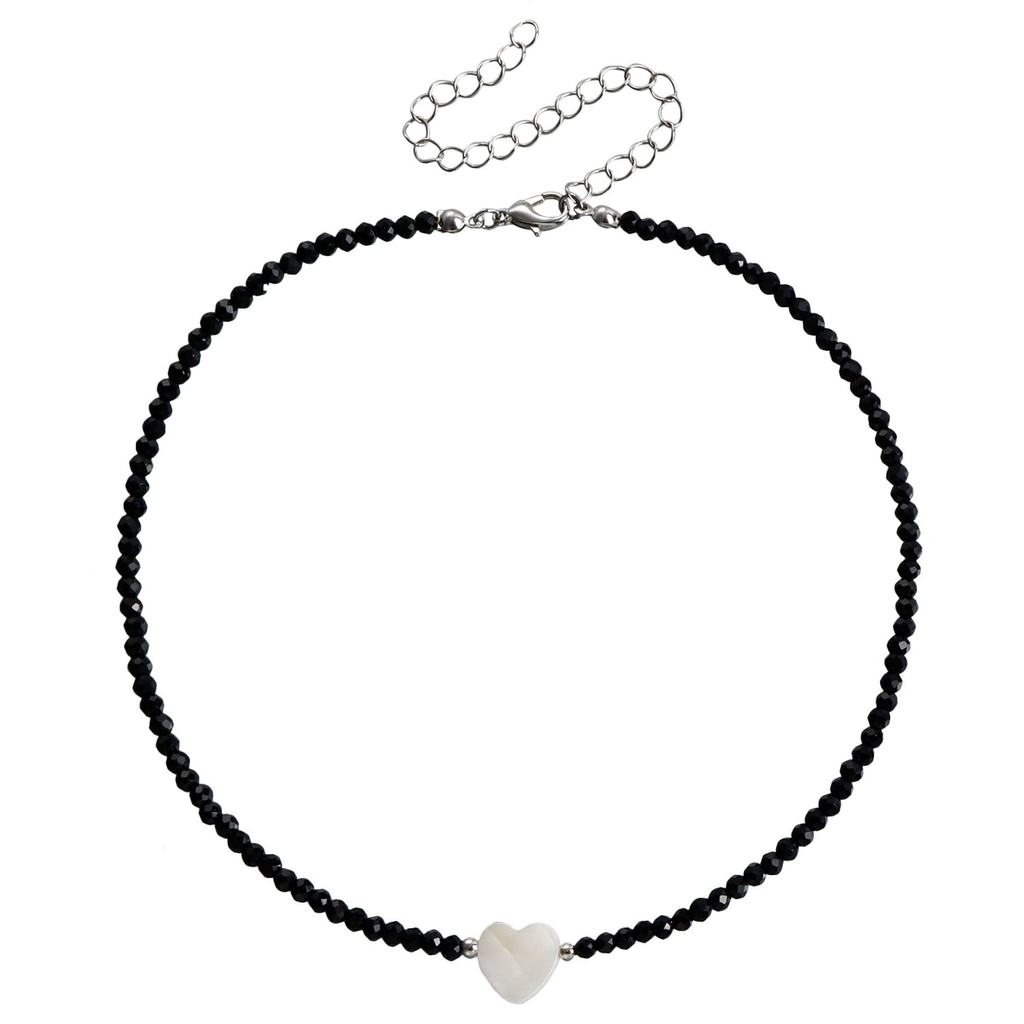 Minimalist Geometric Mother-of-Pearl Necklace with Imitation Crystal Accents for Women, Electroplated Metal Choker