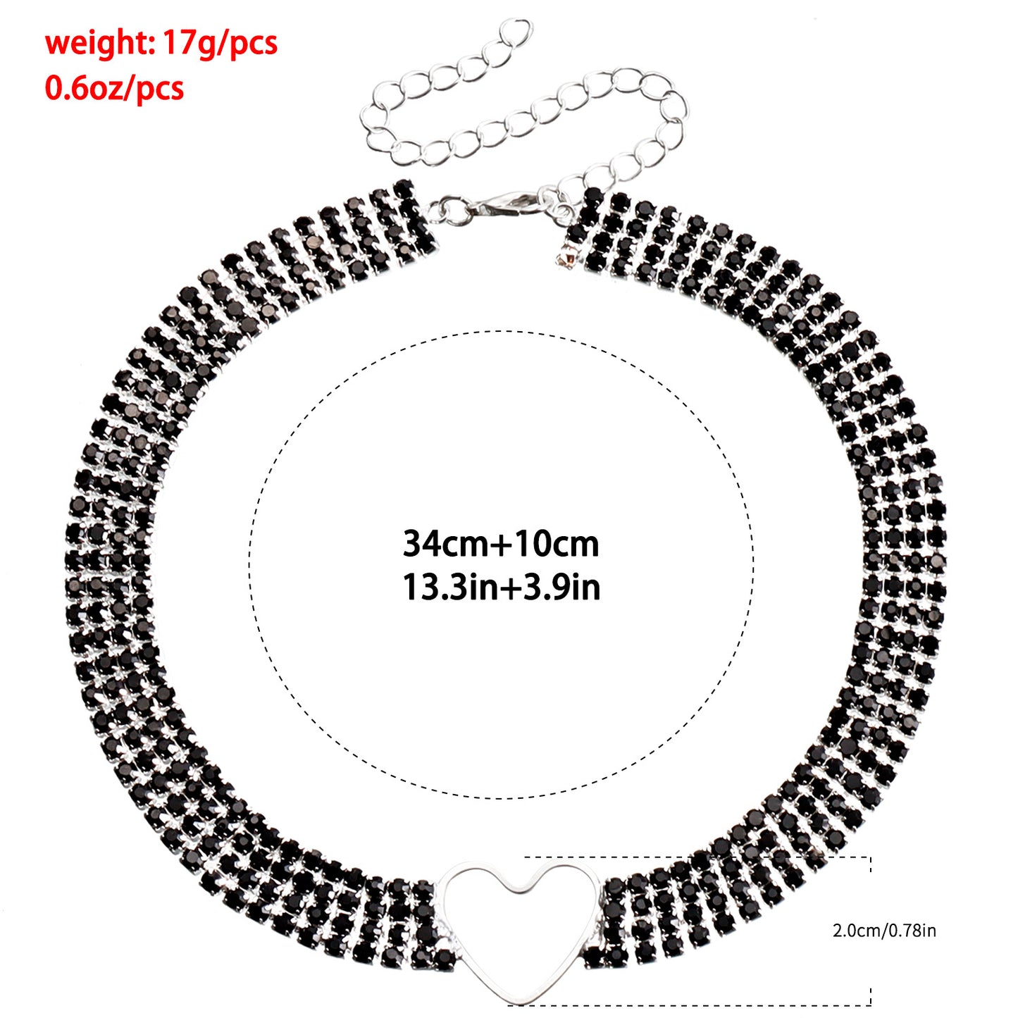 Fashionable Hollow Heart Pendant Necklace with Rhinestone Accents on Plated Metal Multi-Layer Clavicle Chain for Women
