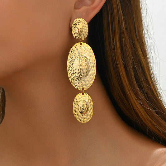 Orecchini a cerchio da donna minimalisti geometrici in lega placcata oro con perni in acciaio inossidabile