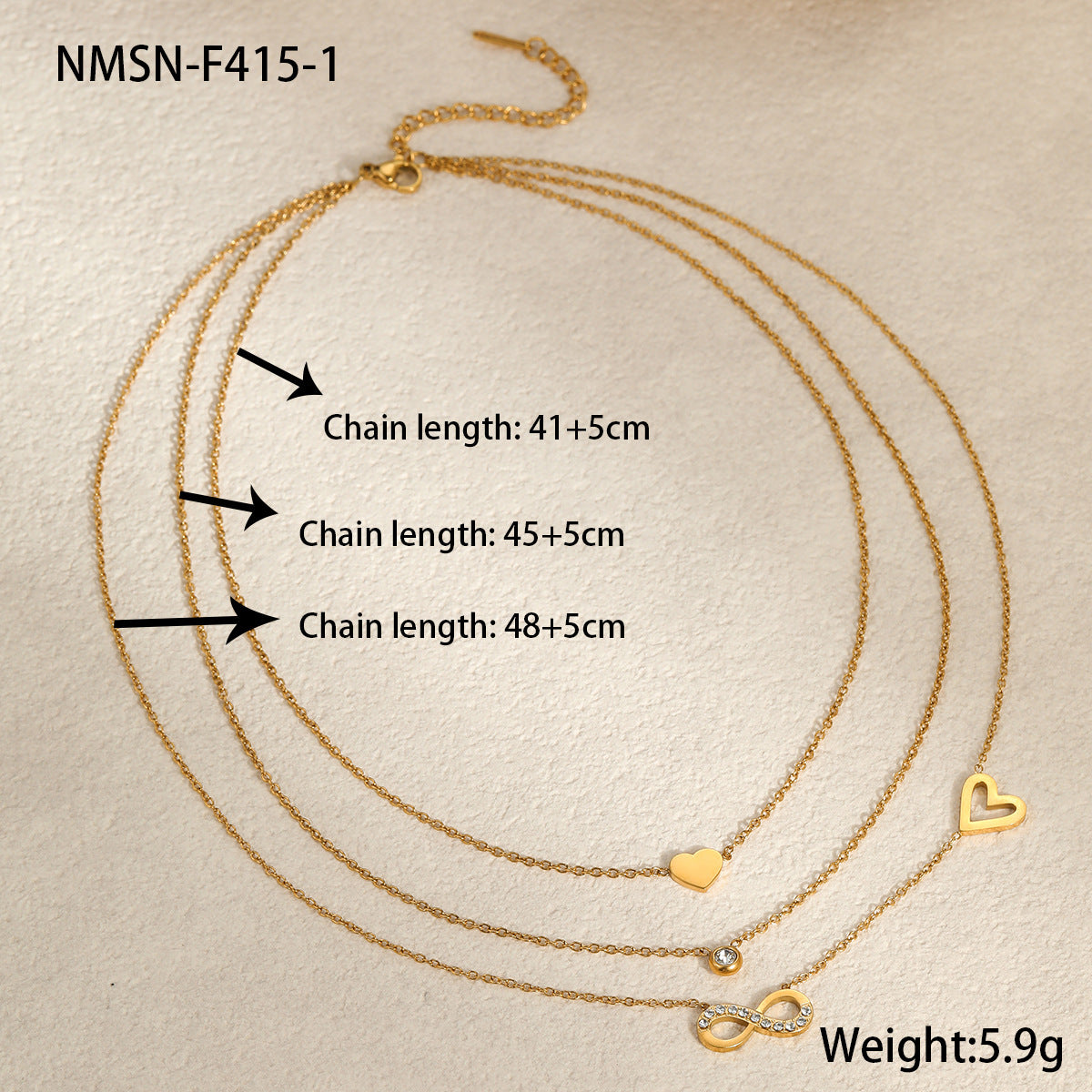 Fashionable Geometric Stainless Steel Plated Clavicle Necklace for Women with Zircon Inlay