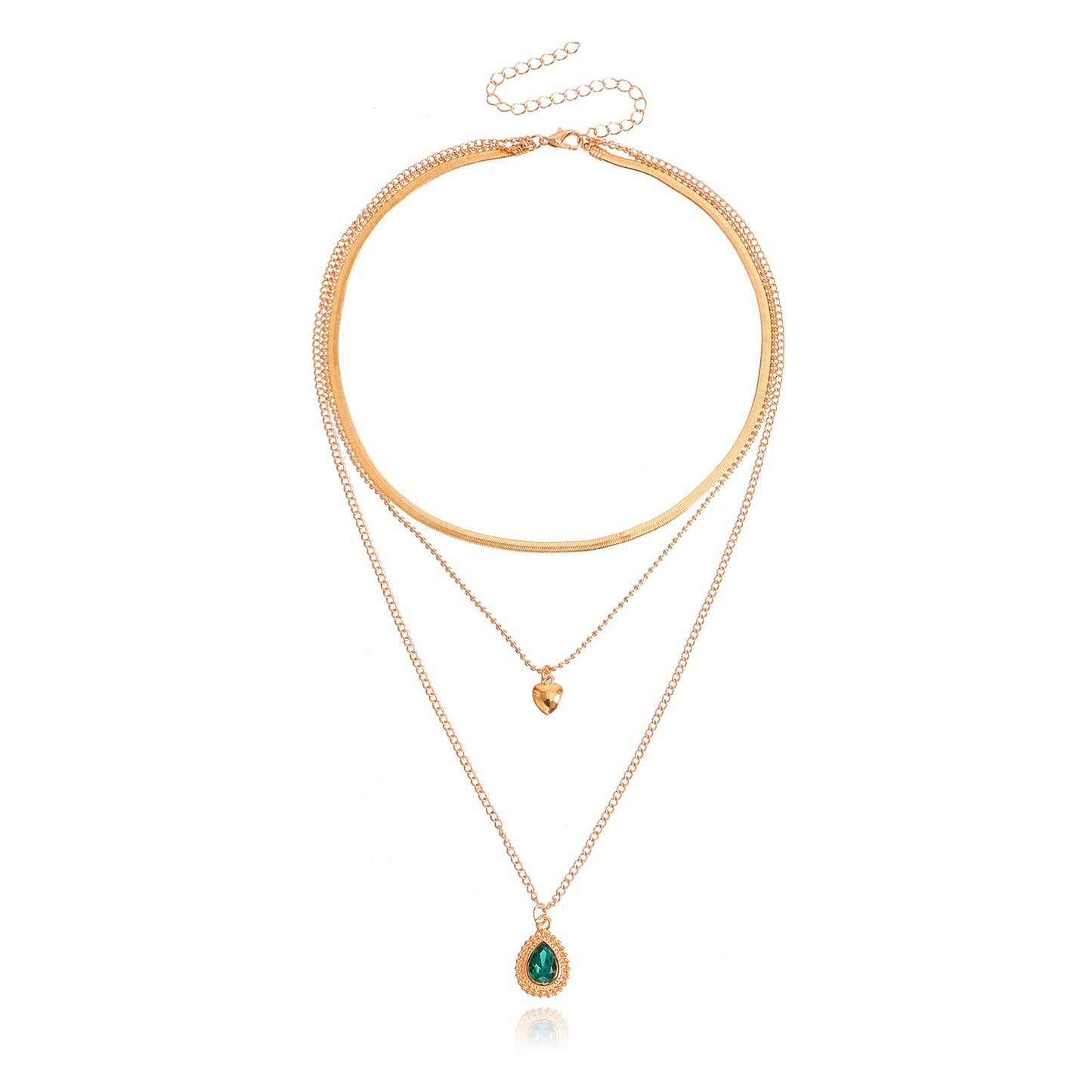 Fashionable Geometric Pendant Necklace for Women with Gold-Plated Alloy Chain and Multi-Layer Clavicle Design