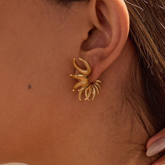 Minimalist Geometric Irregular Line Stainless Steel Stud Earrings for Women with Plated Finish
